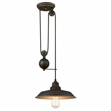 BRILLIANTBULB 1 Light Pulley Pendant & Metal Shade Oil Rubbed Bronze & Highlights BR2690094